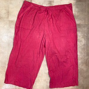 CST SPORT PINK STRETCH ELASTIC WAIST CROPPED PANTS 4X